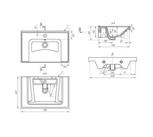 Раковина Dreja Grace 641600, 70 см