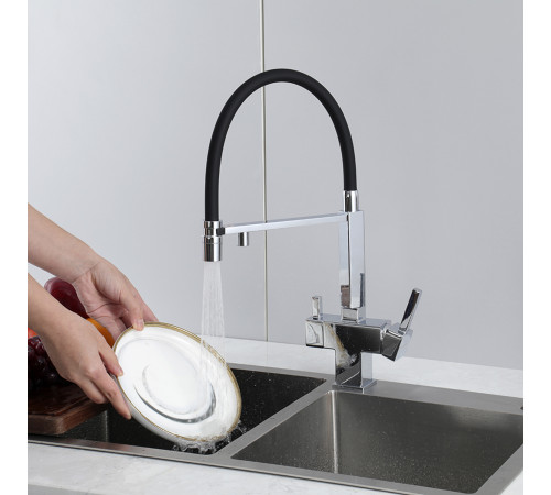 Смеситель для кухни с гибким изливом и подключением фильтра GAPPO G4395-50, хром