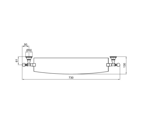 Полка стеклянная Webert Karenina KA500701010, золото