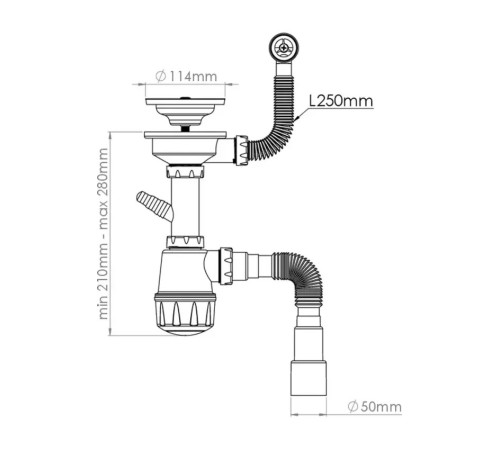 Сифон для кухонной мойки с переливом Nova NV1048