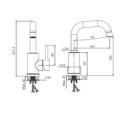 Смеситель для раковины BELZ B10810-7, черный