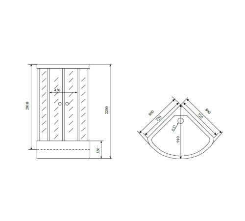 Душевая кабина Timo Standart T-1180, 80x80x220