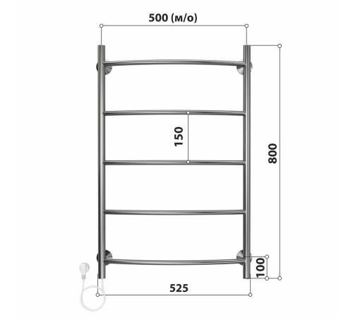 Полотенцесушитель электрический Stelmix 80x50 см, дуга