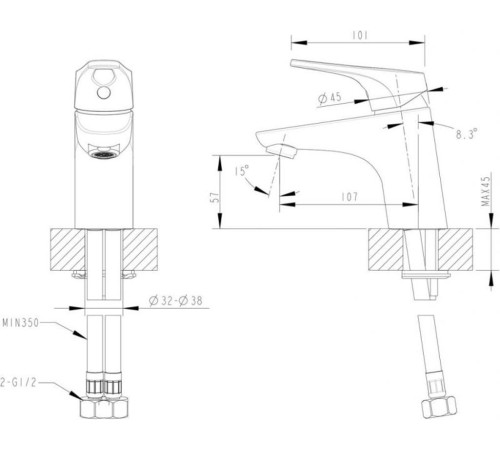 Смеситель для раковины Bravat Drop-D F148162C, хром