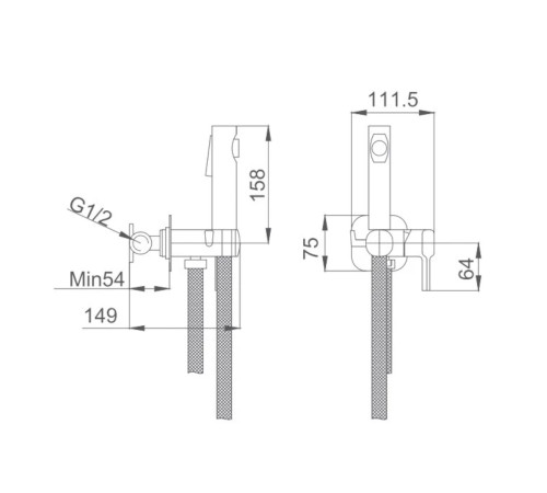 Гигиенический душ со смесителем Haiba HB5518-3, оружейная сталь