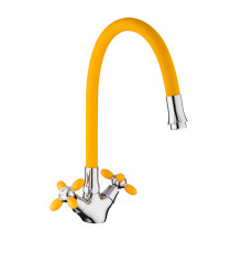 Смеситель для кухни с гибким изливом FRUD R44127-9, хром/оранжевый