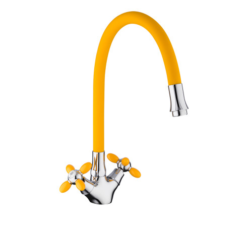 Смеситель для кухни с гибким изливом FRUD R44127-9, хром/оранжевый