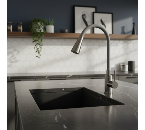 Смеситель для кухни с гибким изливом ESKO Kitchen K47GMG, оружейная сталь