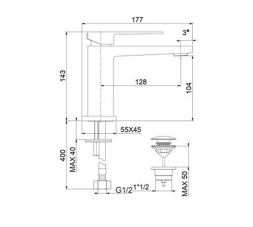 Смеситель для раковины Webert Pegaso PE830102794, золото матовое