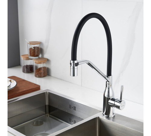 Смеситель для кухни с гибким изливом Shevanik S343-3, хром