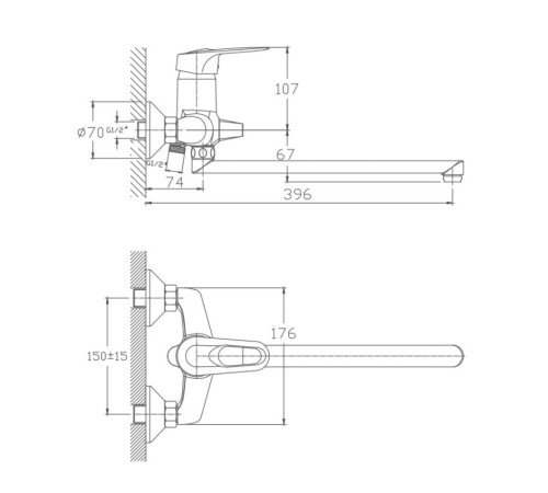 Смеситель для ванны Haiba HB2204, хром