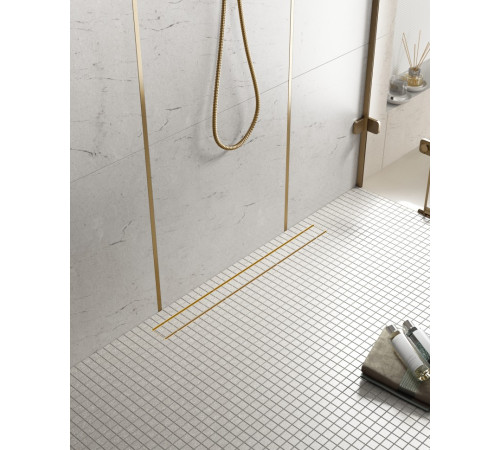 Душевой лоток (двухсторонняя решетка) TIMO Drain System DS230209/17, матовое золото