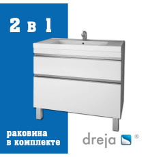 Тумба с раковиной подвесная/напольная Dreja Grace Plus 90 см, белый