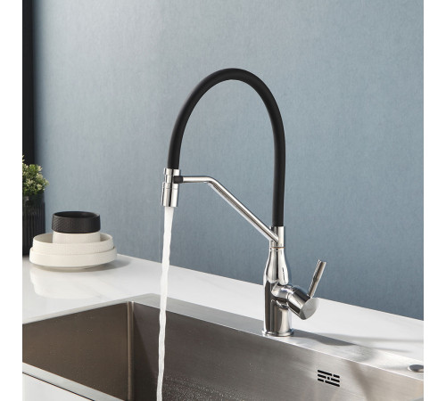 Смеситель для кухни с гибким изливом и режимом душ FRAP F4497, хром