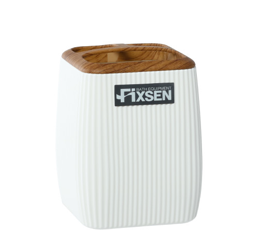 Стакан для ванной комнаты FIXSEN WHITE WOOD FX-402-3, белый/коричневый