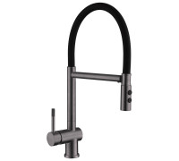 Смеситель для кухни с гибким изливом и режимом душ Fmark FS0252Q, графит