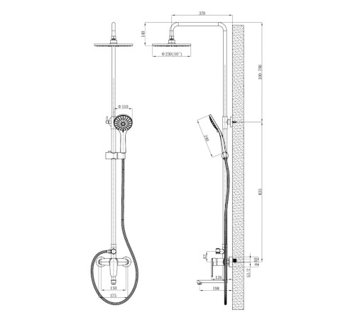 Душевая система Esko Lagos Black ST205LGBL/ST205LGB, черный