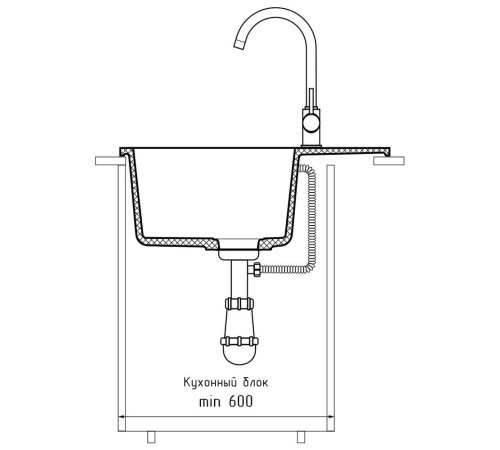 Кухонная мойка GranFest URBAN 658L, черный