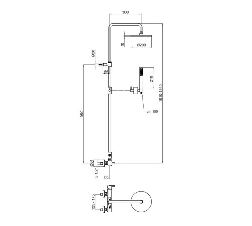 Душевая система Webert Azeta AZ870105015PVC, хром