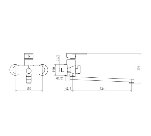 Смеситель для ванны Plstart PD22085, хром