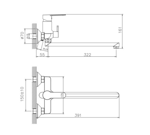 Смеситель для ванны Haiba HB22557-8, белый