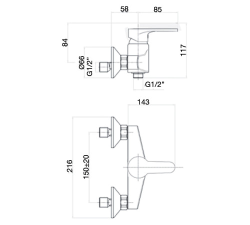 Смеситель для душа Webert Sax Evolution SE870102740, белый