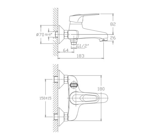 Смеситель для ванны Haiba HB3204, хром
