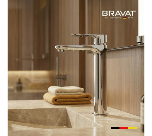 Высокий смеситель для раковины BRAVAT F1796927CP-A-SW, хром
