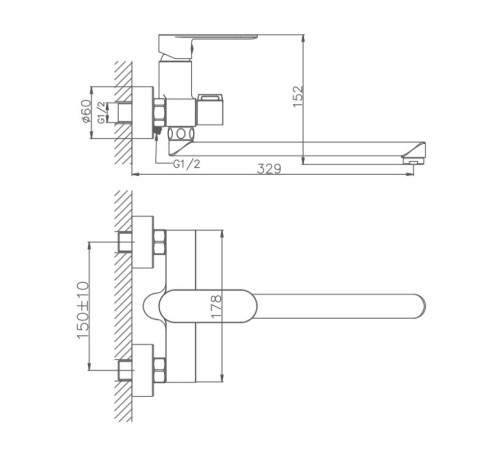 Смеситель для ванны Haiba HB22590, хром