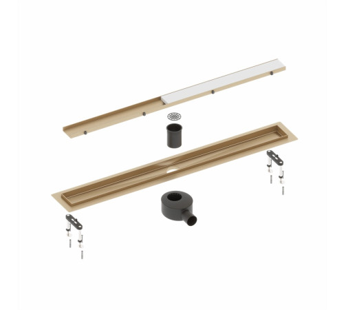 Душевой лоток (двухсторонняя решетка) TIMO Drain System DS230207/17, матовое золото