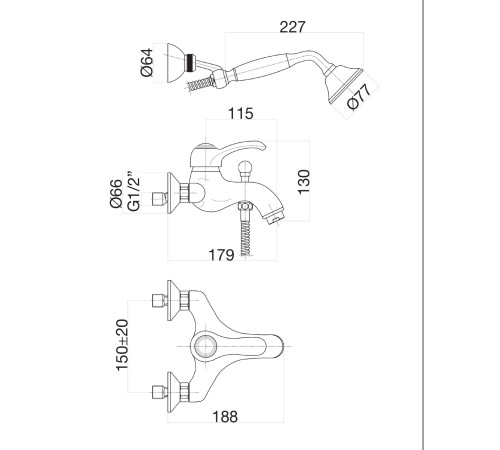 Смеситель для ванны Fiore JAFAR 47CR5104, хром