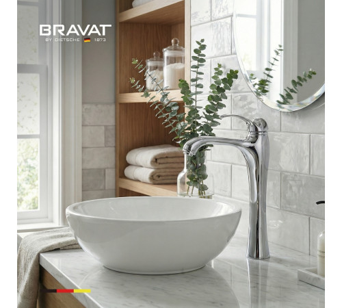 Высокий смеситель для раковины BRAVAT F1791922CP-SW, хром