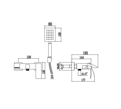 Смеситель для ванны Fmark FS8624-1, сатин