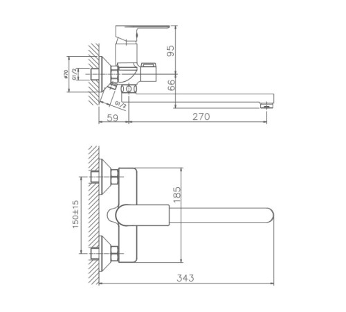 Смеситель для ванны Haiba HB22505-3, пепельный