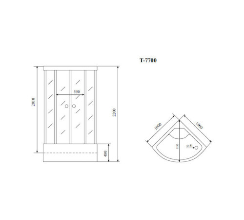 Душевая кабина Timo Lux T-7700, 100x100x220