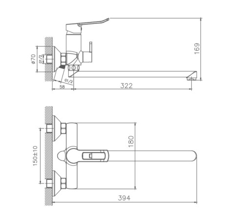Смеситель для ванны Haiba HB22556, хром