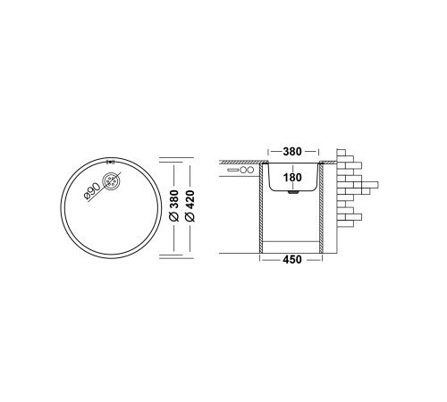 Кухонная мойка UKINOX Модерн MOP420 -GT8C, 42*42