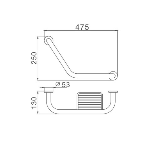 Поручень с мыльницей для ванной Haiba HB1719, хром