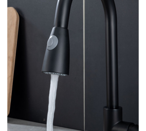 Смеситель для кухни с выдвижным изливом и режимом душ FRAP F60991-6, черный