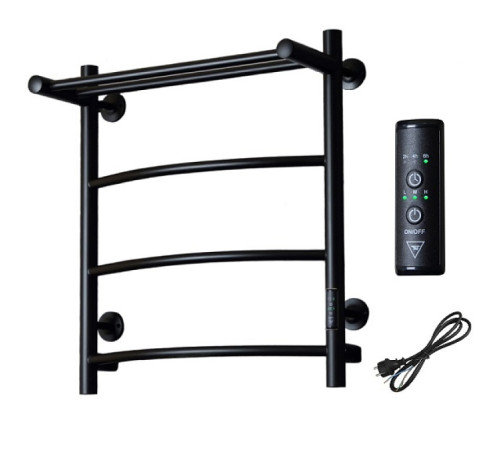 Полотенцесушитель электрический с полочкой (лесенка) Тругор Пэк сп 5 П 60х50 см, черный