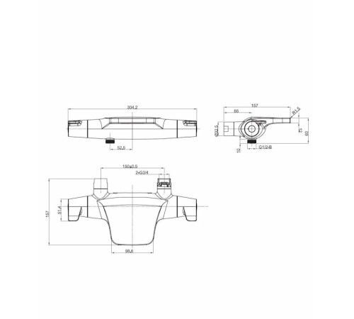 Смеситель для ванны с термостатом ESKO T5054, хром