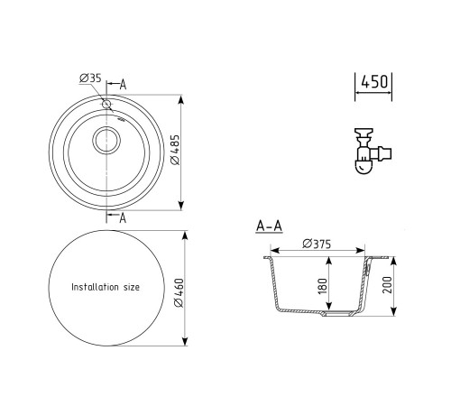 Кухонная мойка Ulgran Quartz Nora 485-05, бетон