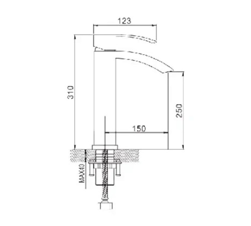 Смеситель для раковины высокий Rose R15F R1511F, белый/хром