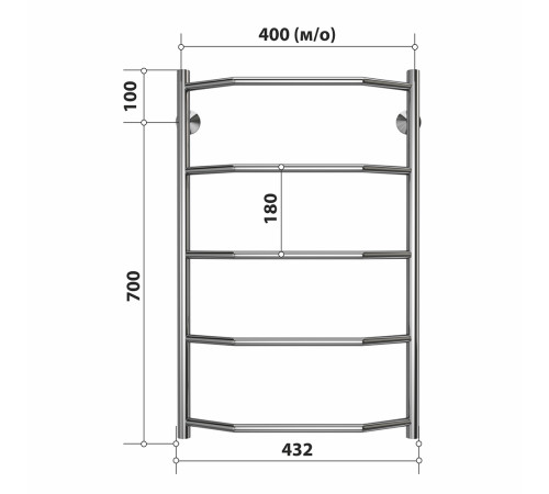 Полотенцесушитель водяной Stelmix 80x50 см, трапеция