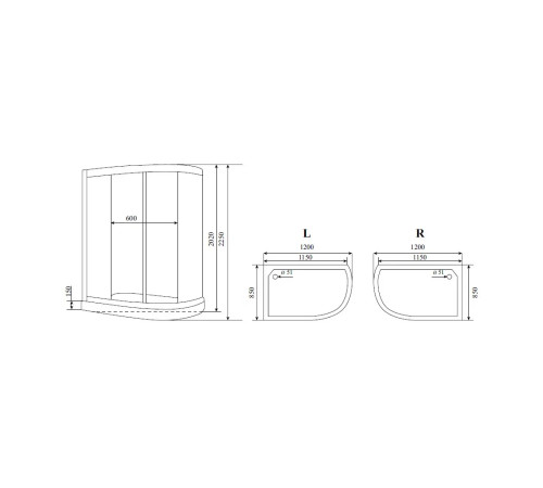 Душевая кабина Timo Standart T-1102L, 120x85x220