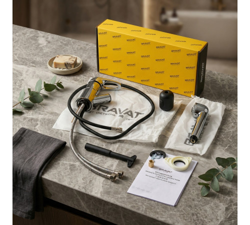 Смеситель для кухни с выдвижным изливом и режимом "душ" BRAVAT F7802933CP-SW, хром