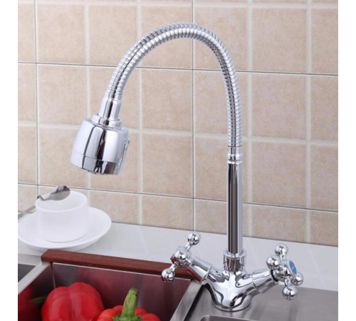 Смеситель для кухни с гибким изливом и режимом душ FRAP F4319, хром