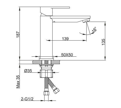 Смеситель для раковины Frap F10202-6, черный