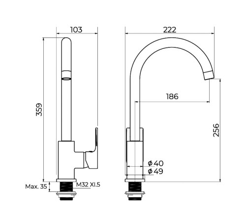 Смеситель для кухни Knotlor KN-31, хром