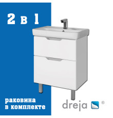 Тумба с раковиной подвесная/напольная Dreja Q Plus 55 см, белый